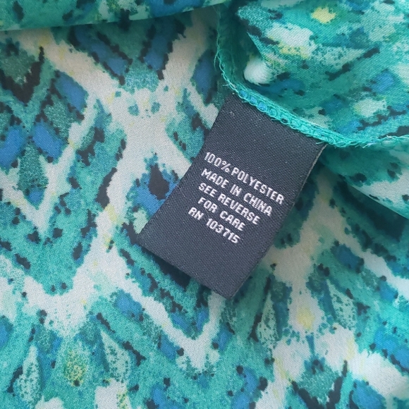 Zac & Rachel teal print blouse size small - Picture 10 of 10